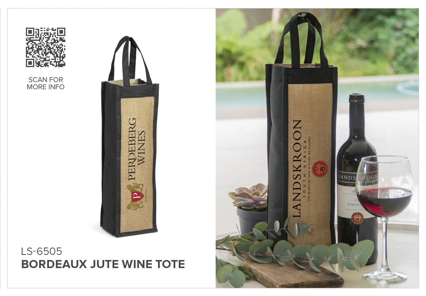 Bordeaux Jute Wine Tote | LS-6505 | Amrod