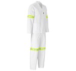 Trade Polycotton Conti Suit - Reflective Arms & Legs - Yellow Tape White