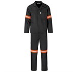 Trade Polycotton Conti Suit - Reflective Arms & Legs - Orange Tape Black