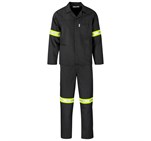 Trade Polycotton Conti Suit - Reflective Arms, Legs & Back - Yellow Tape Black