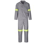 Trade Polycotton Conti Suit - Reflective Arms, Legs & Back - Yellow Tape Grey