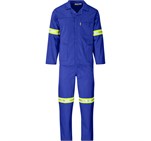 Trade Polycotton Conti Suit - Reflective Arms, Legs & Back - Yellow Tape Royal Blue