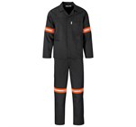 Trade Polycotton Conti - Suit Reflective Arms, Legs & Back - Orange Tape Black