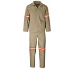 Trade Polycotton Conti - Suit Reflective Arms, Legs & Back - Orange Tape Khaki