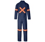 Trade Polycotton Conti - Suit Reflective Arms, Legs & Back - Orange Tape Navy