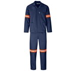 Trade Polycotton Conti - Suit Reflective Arms, Legs & Back - Orange Tape Navy