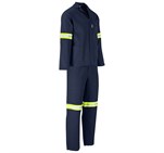 Technician 100% Cotton Conti Suit - Reflective Arms & Legs - Yellow Tape Navy