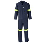 Technician 100% Cotton Conti Suit - Reflective Arms & Legs - Yellow Tape Navy