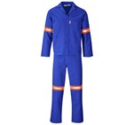 Technician 100% Cotton Conti Suit - Reflective Arms & Legs - Orange Tape Royal Blue