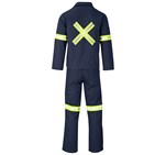 Technician 100% Cotton Conti Suit - Reflective Arms, Legs & Back - Yellow Tape Navy