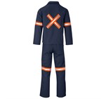 Technician 100% Cotton Conti Suit - Reflective Arms, Legs & Back - Orange Tape Navy