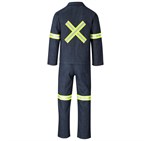 Vintage 100% Cotton Denim Conti Suit - Reflective Arms, Legs & Back - Yellow Tape Dark Blue