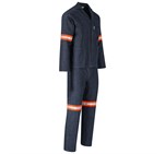 Vintage 100% Cotton Denim Conti Suit - Reflective Arms, Legs & Back - Orange Tape Dark Blue