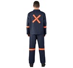 Vintage 100% Cotton Denim Conti Suit - Reflective Arms, Legs & Back - Orange Tape