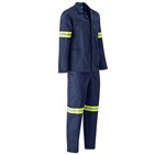 Trade Polycotton Conti Suit - Reflective Arms & Legs - Yellow Taped Navy