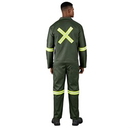 Acid Resistant Polycotton Conti Suit - Reflective Arm, Legs & Back - Yellow Tape