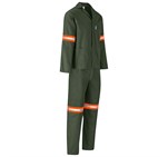 Acid Resistant Polycotton Conti Suit - Reflective Arm, Legs & Back - Orange Tape Olive