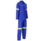 Safety Polycotton Boiler Suit - Reflective Arms & Legs - Yellow Tape Royal Blue