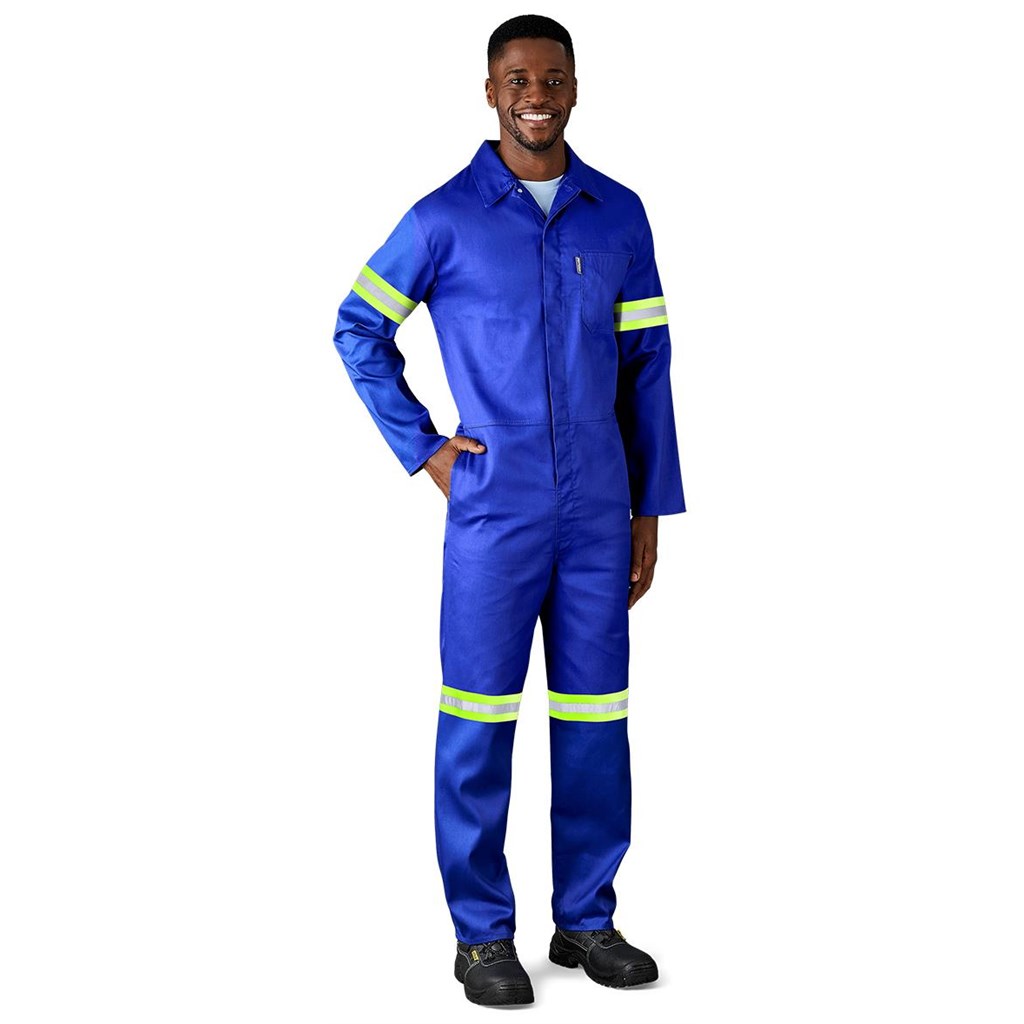 Safety Polycotton Boiler Suit - Reflective Arms & Legs - Yellow Tape