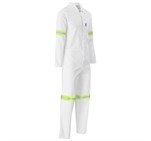 Safety Polycotton Boiler Suit - Reflective Arms & Legs - Yellow Tape White
