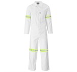 Safety Polycotton Boiler Suit - Reflective Arms & Legs - Yellow Tape White