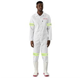 Safety Polycotton Boiler Suit - Reflective Arms & Legs - Yellow Tape