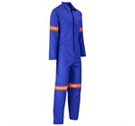 Safety Polycotton Boiler Suit - Reflective Arms & Legs - Orange Tape Royal Blue