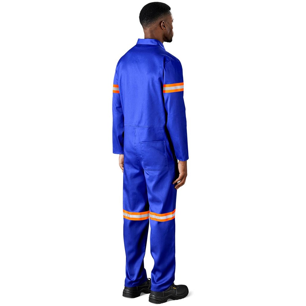 Safety Polycotton Boiler Suit - Reflective Arms & Legs - Orange Tape