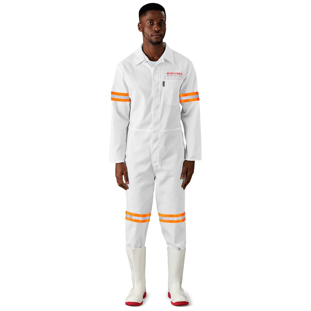 Safety Polycotton Boiler Suit - Reflective Arms & Legs - Orange Tape