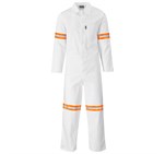 Safety Polycotton Boiler Suit - Reflective Arms & Legs - Orange Tape White