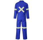 Safety Polycotton Boiler Suit - Reflective Arms Legs & Back - Yellow Tape Royal Blue