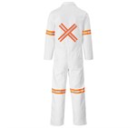 Safety Polycotton Boiler Suit - Reflective Arms Legs & Back - Orange Tape White