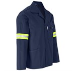 Site Premium Polycotton Jacket - Reflective Arms & Back - Yellow Tape Navy