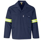 Site Premium Polycotton Jacket - Reflective Arms & Back - Yellow Tape Navy