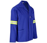 Site Premium Polycotton Jacket - Reflective Arms & Back - Yellow Tape Royal Blue