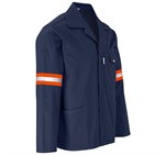 Site Premium Polycotton Jacket - Reflective Arms & Back - Orange Tape Navy