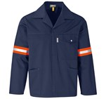 Site Premium Polycotton Jacket - Reflective Arms & Back - Orange Tape Navy