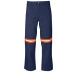 Site Premium Polycotton Pants - Reflective Legs - Orange Tape Navy