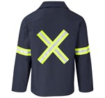 Artisan Premium 100% Cotton Jacket - Reflective Arms & Back - Yellow Tape Navy