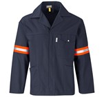 Artisan Premium 100% Cotton Jacket - Reflective Arms & Back - Orange Tape Navy