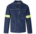 Cast Premium 100% Cotton Denim Jacket - Reflective Arms - Yellow Tape Blue