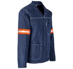 Cast Premium 100% Cotton Denim Jacket - Reflective Arms - Orange Tape Blue