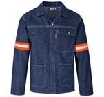 Cast Premium 100% Cotton Denim Jacket - Reflective Arms - Orange Tape Blue