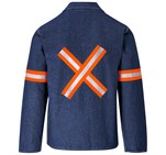 Cast Premium 100% Cotton Denim Jacket - Reflective Arms & Back - Orange Tape Blue