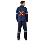 Cast Premium 100% Cotton Denim Jacket - Reflective Arms & Back - Orange Tape ALT-11164_ALT-11164-BU-MOBK-02