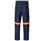 Cast Premium 100% Cotton Denim Pants - Reflective Legs - Orange Tape Blue