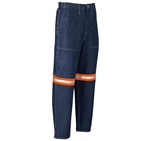 Cast Premium 100% Cotton Denim Pants - Reflective Legs - Orange Tape Blue