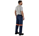 Cast Premium 100% Cotton Denim Pants - Reflective Legs - Orange Tape ALT-11172_ALT-11172-BU-MOBK-02-LOGO