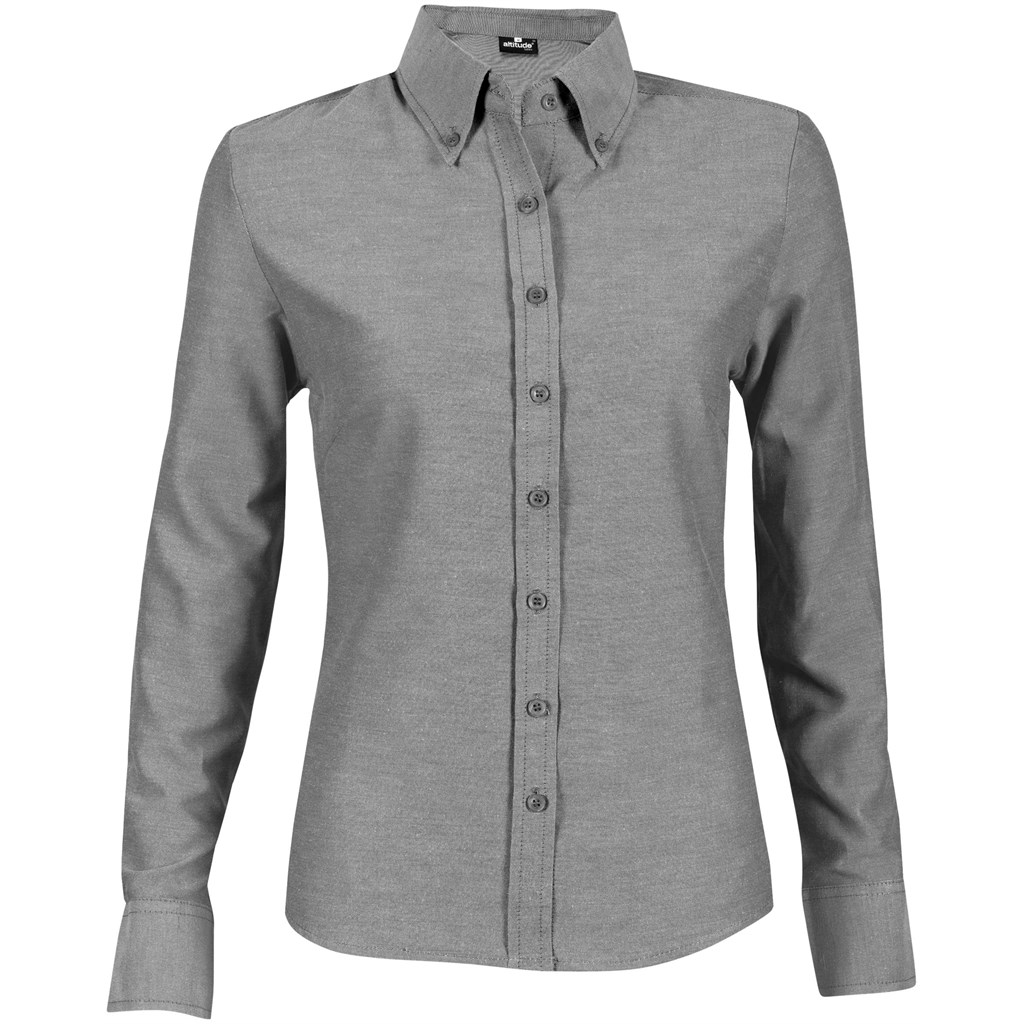 Ladies Long Sleeve Oxford Shirt – Charcoal