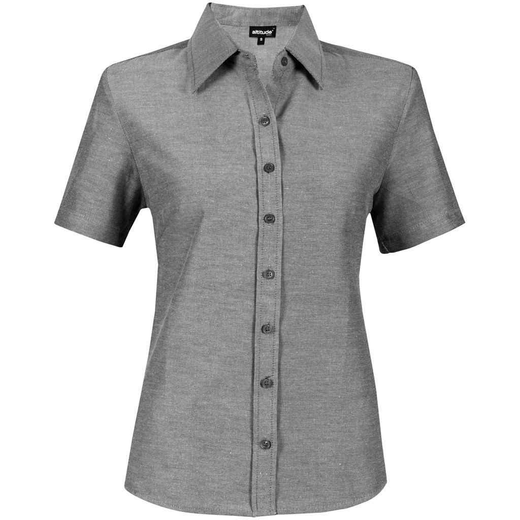 Ladies Short Sleeve Oxford Shirt - Charcoal